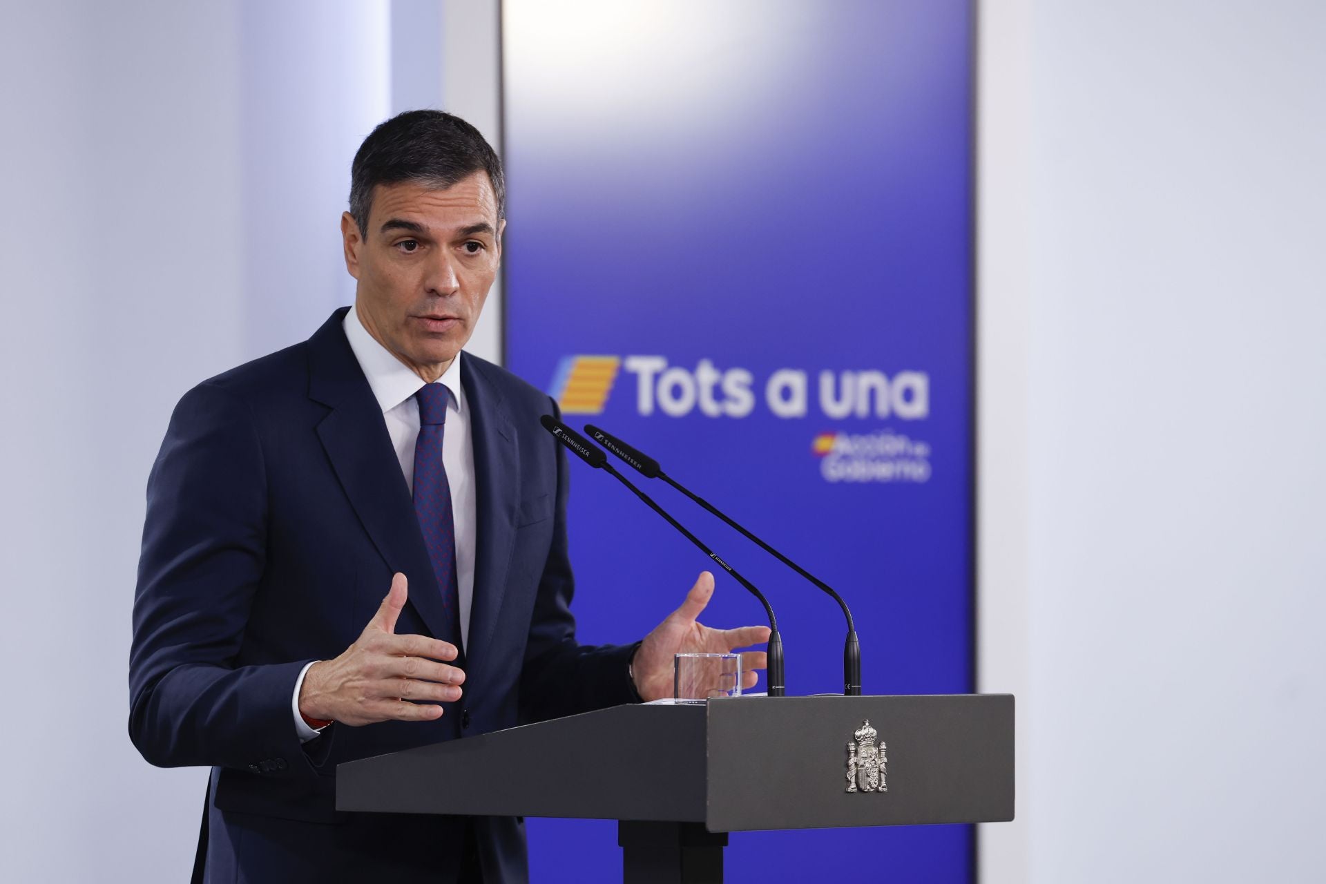 El presidente del Gobierno, Pedro Sánchez, comparece este lunes en rueda de prensa