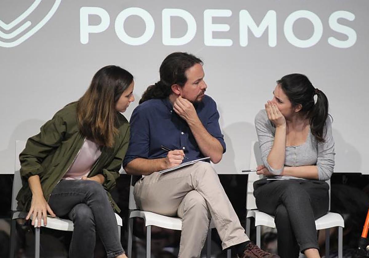 Belarra, Iglesias y Montero, en la presentación de su programa electoral para las generales de 2019