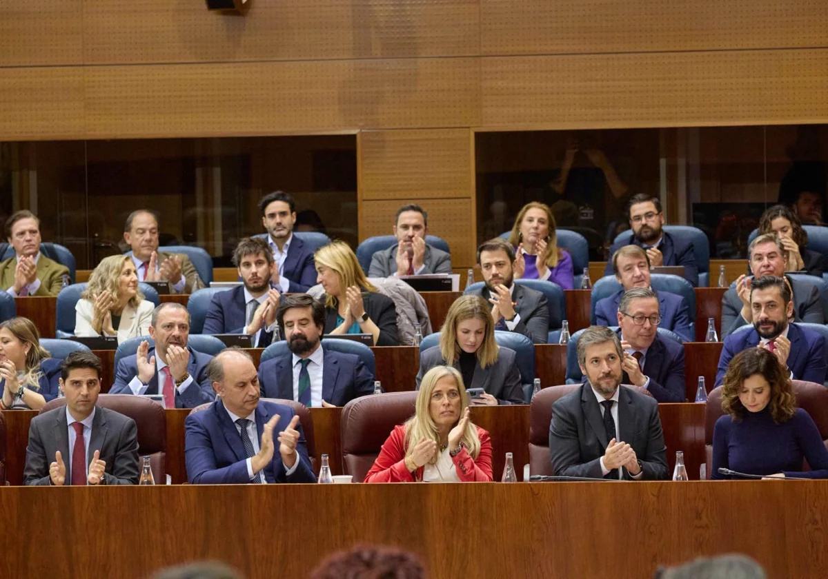 El Grupo parlamentario Popular de la Asamblea de Madird, en el Pleno de este jueves