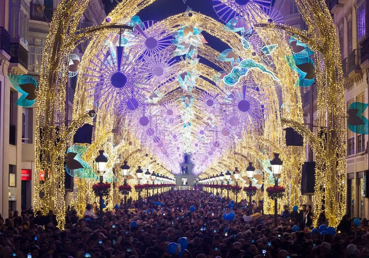 Vista de la icónica calle Larios de Málaga con las luces de Navidad