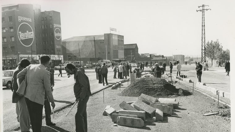 Las obras de la M-30, en lo que sería luego el Puente de Vallecas