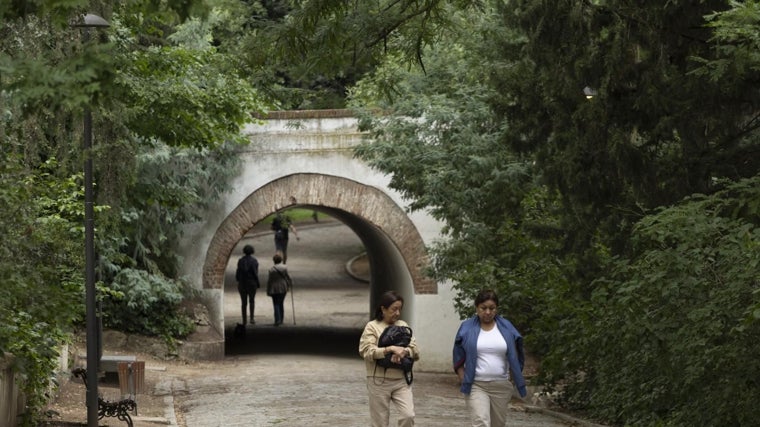 Paseantes en la Quinta de los Molinos la pasada primavera