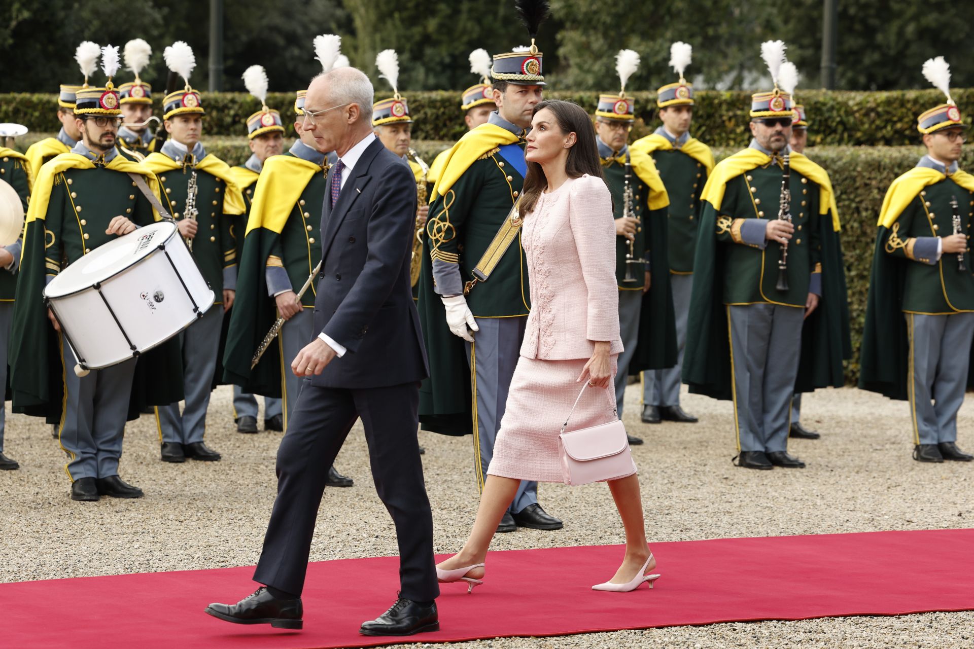 Doña Letizia, en la recepción del almuerzo en honor a los Reyes.