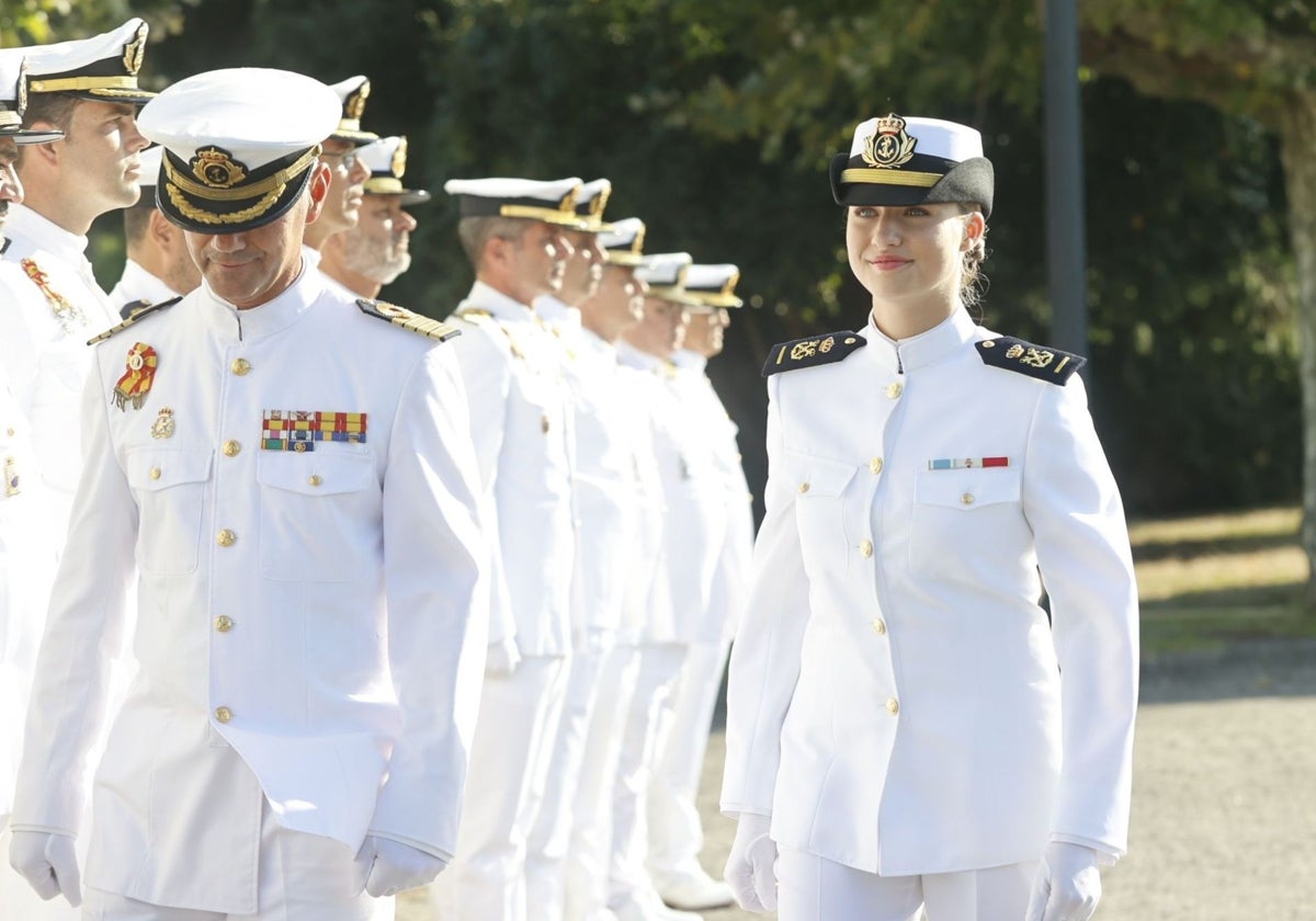 La Princesa Leonor durante su ingreso en la Escuela Naval de Marín el pasado mes de agosto