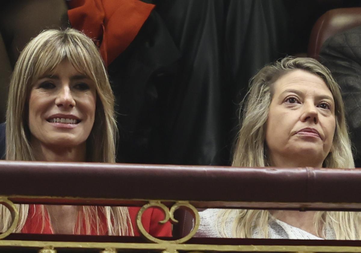 Begoña Gómez junto a Cristina Álvarez en la tribuna del Congreso