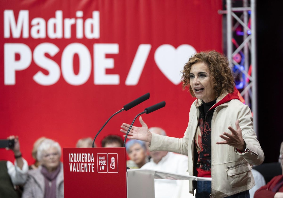 María Jesús Montero durante un mitin del PSOE