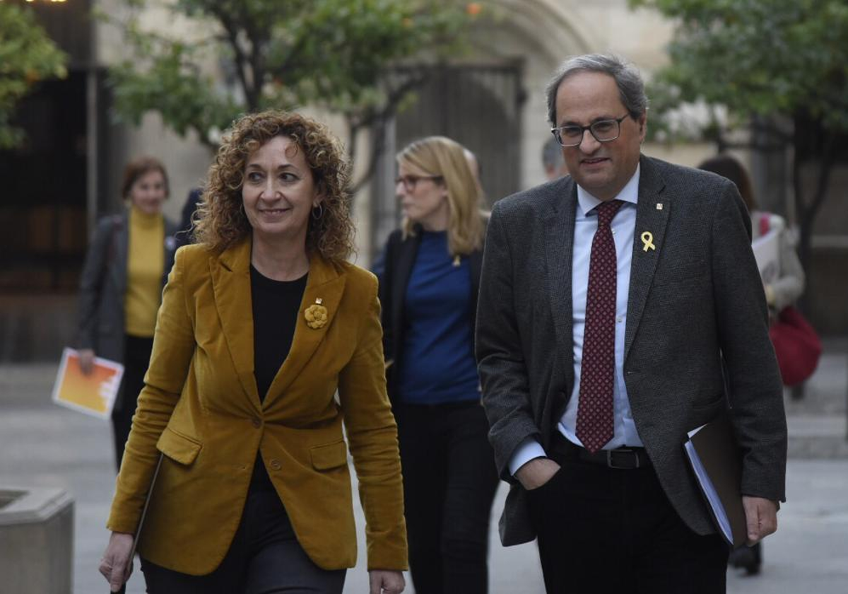 Ester Capella y Quim Torra, antes de una reunión del Govern catalán, entre 2018 y 2021