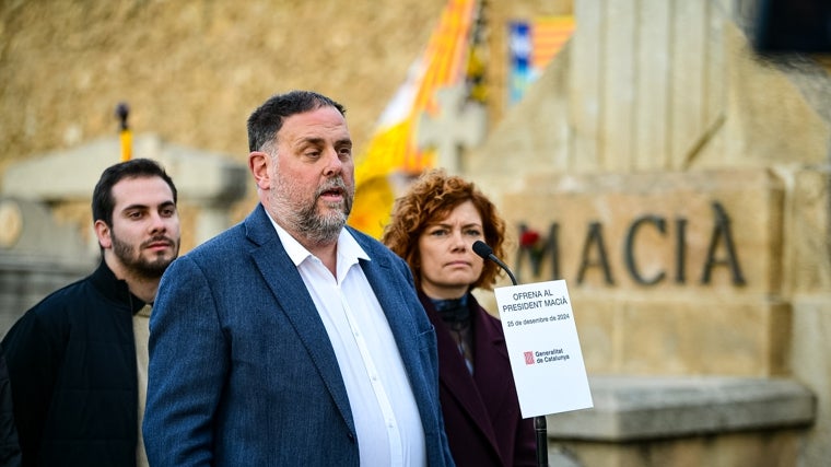 Oriol Junqueras, presidente de ERC, hoy, en el homenaje a Macià