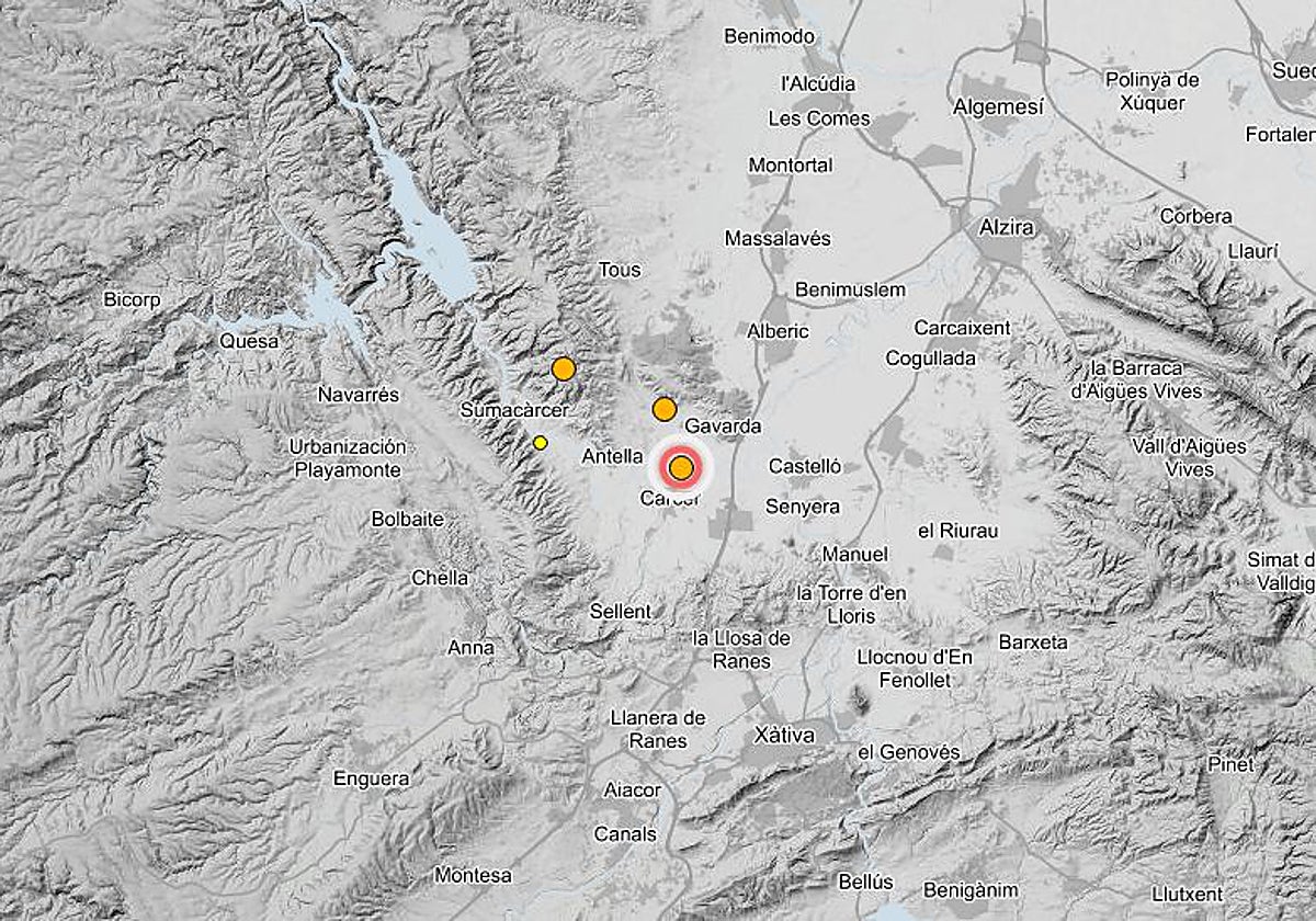 Cuatro terremotos hacen temblar varios pueblos de la provincia de Valencia