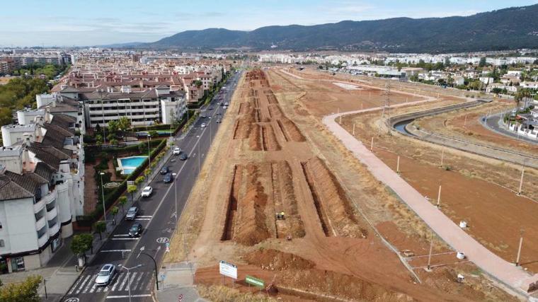 Imagen del trazado de la primera fase de la Ronda Norte, duranet la realización de las catas