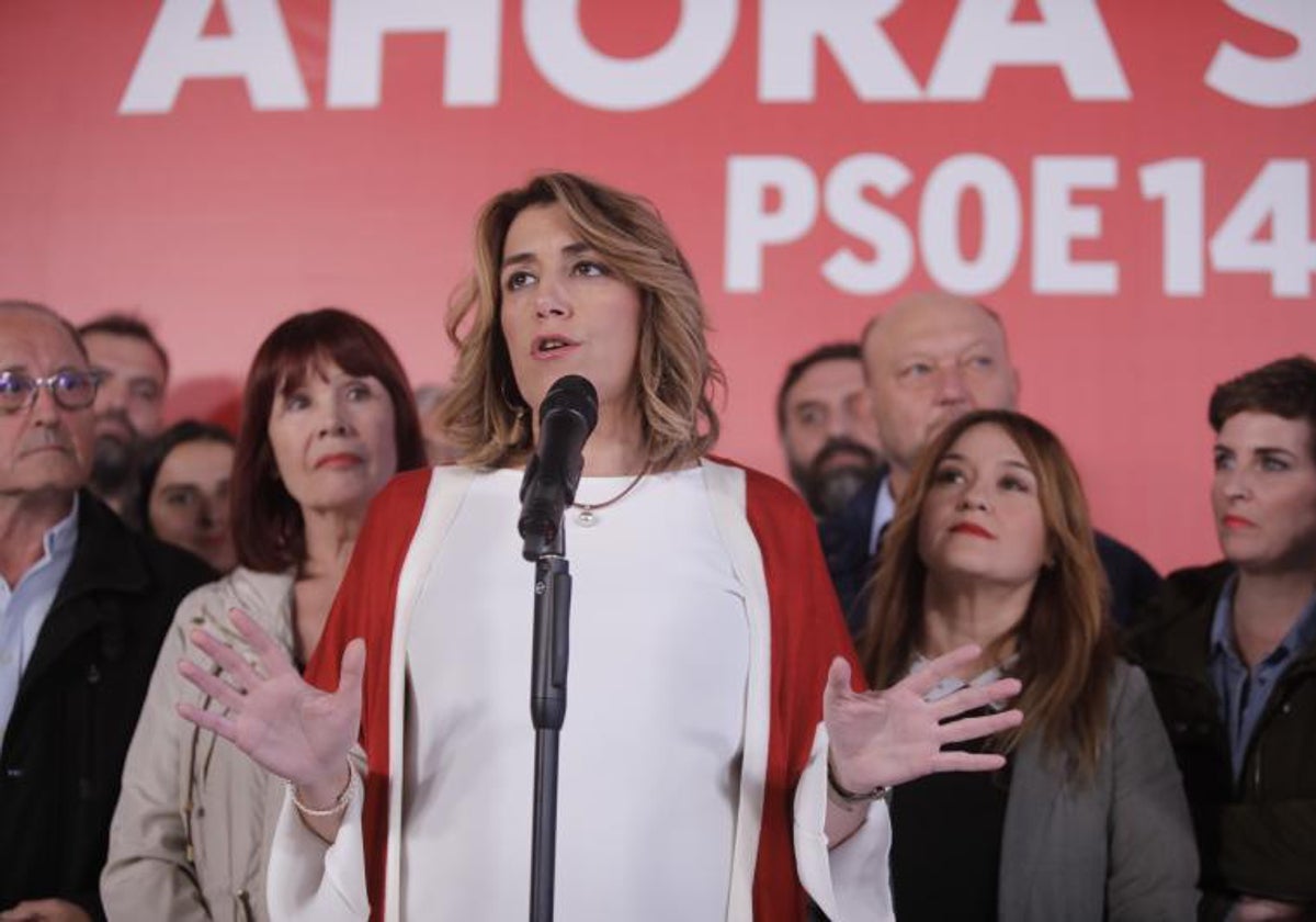 Susana Díaz en la sede del PSOE andaluz en 2019