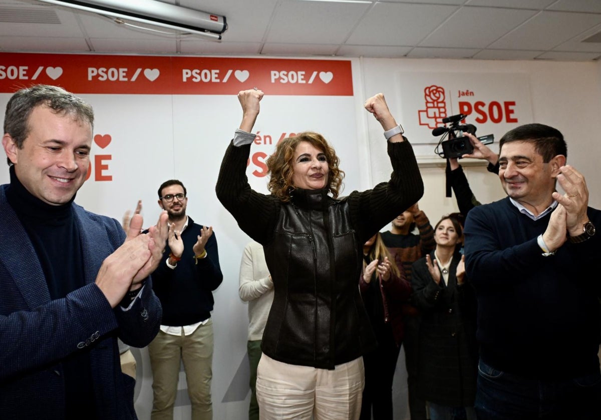 La precandidata a las primarias a la secretaria General del PSOE de Andalucía, María Jesús Montero, este sábado en Jaén