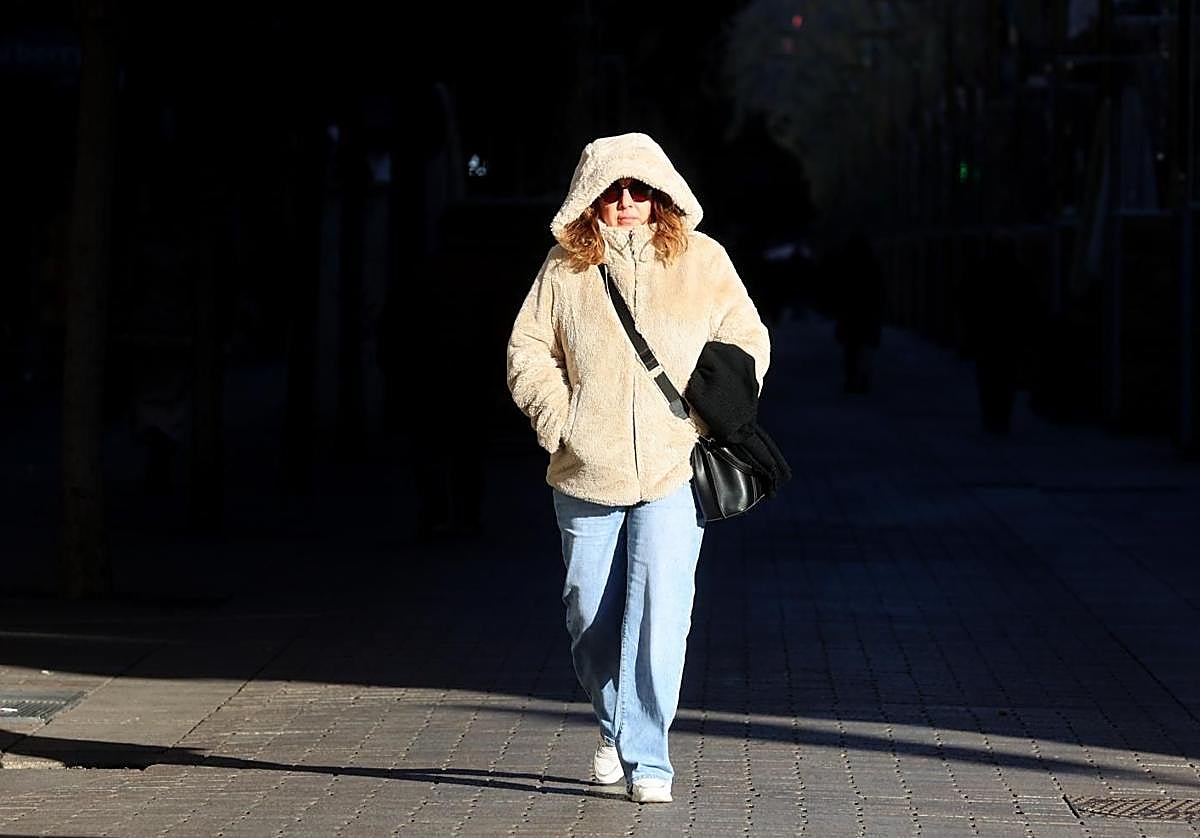 Una mujer abrigada para protegerse del frío en Córdoba.