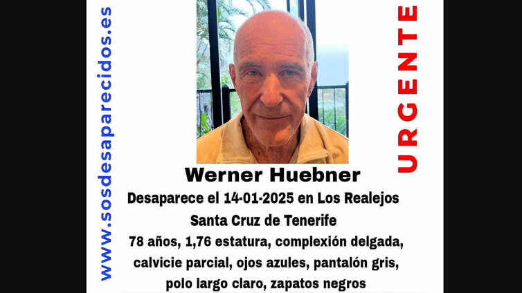 Activada la búsqueda de Werner Huebner, de 78 años, desaparecido en Los Realejos (Tenerife)