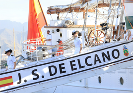 La princesa Leonor atraca en Las Palmas con el buque Juan Sebastián Elcano