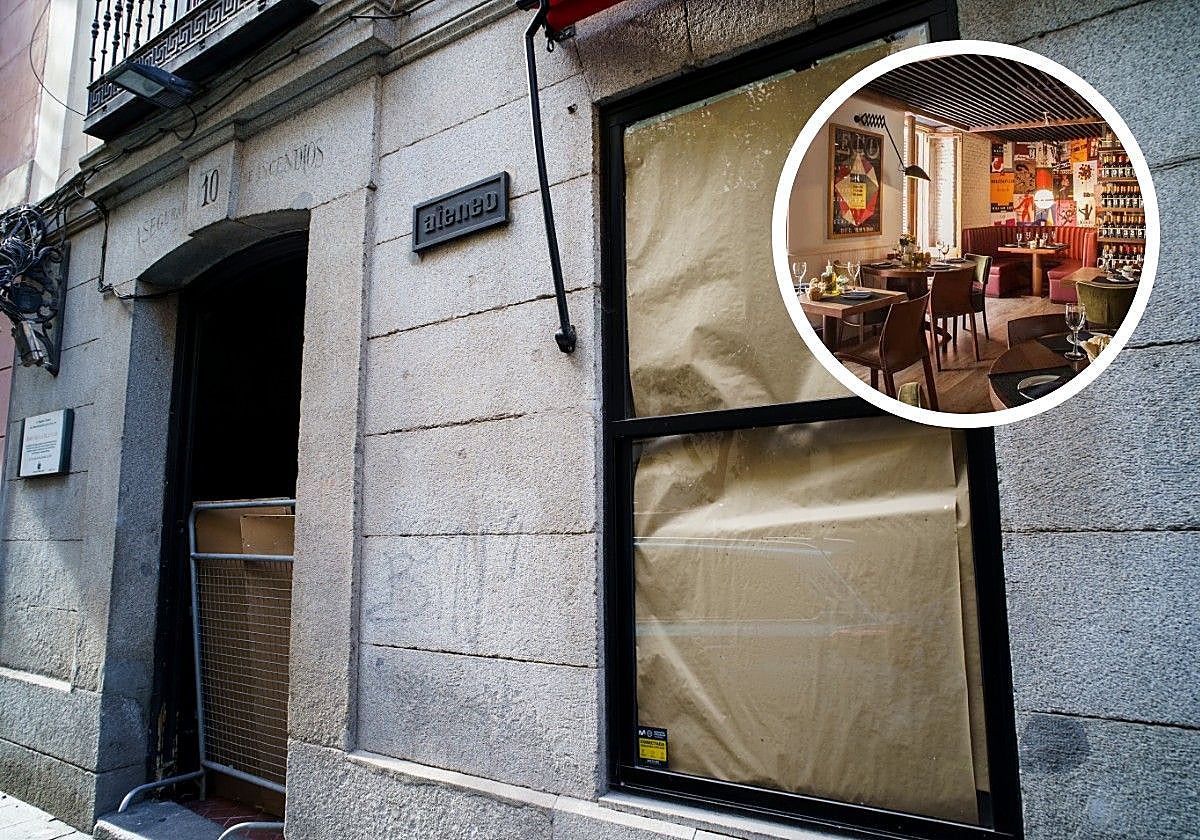 Acceso clausurado, por la calle de Santa Catalina, de La Cantina del Ateneo e interior del restaurante