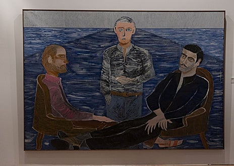 Imagen secundaria 1 - Sobre estas líneas, 'Nómada marítimo (tríptico de después del naufragio; 'The Monsters (M. Millares, M. Padorno y O. Domínguez)