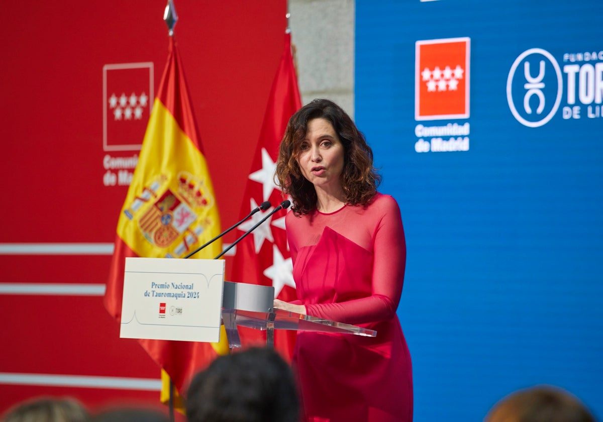 Isabel Díaz Ayuso en la presentación del nuevo Premio Nacional de Tauromaquia