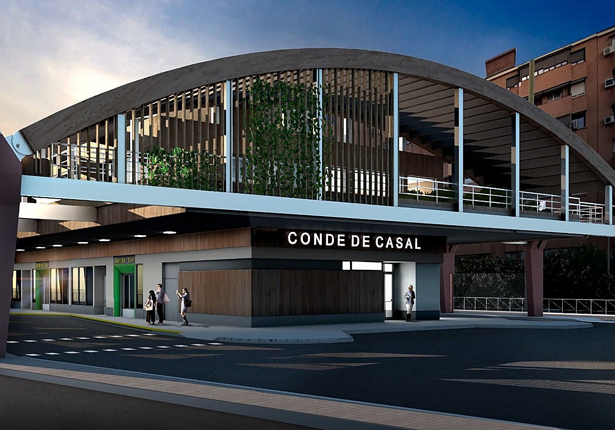 Fotomontaje con el aspecto que tendrá el intercambiador de Conde de Casal, cuyas obras están a punto de comenzar