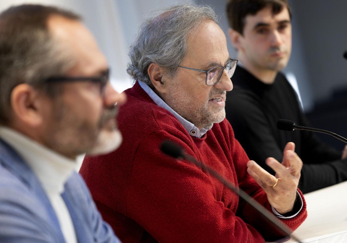 Torra, en el centro, junto a Josep Costa (i) y Elies Campo
