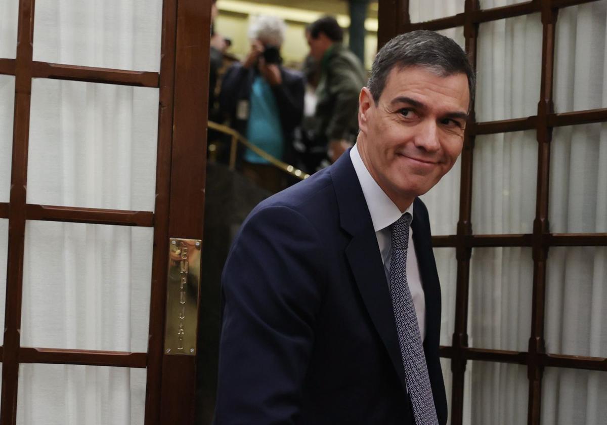 El presidente del Gobierno, Pedro Sánchez, ayer en el Congreso de los Diputados