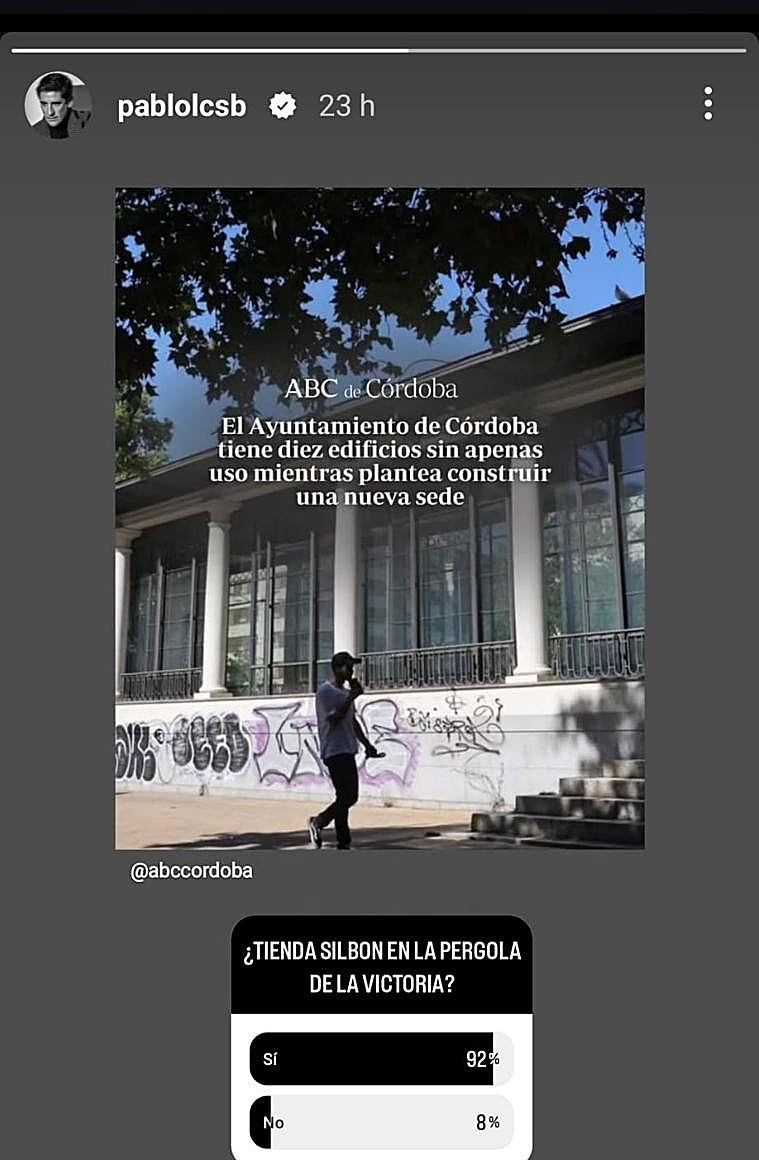 Captura del 'reel' de Pablo López haciendo una consulta sobre el uso de la Pérgola