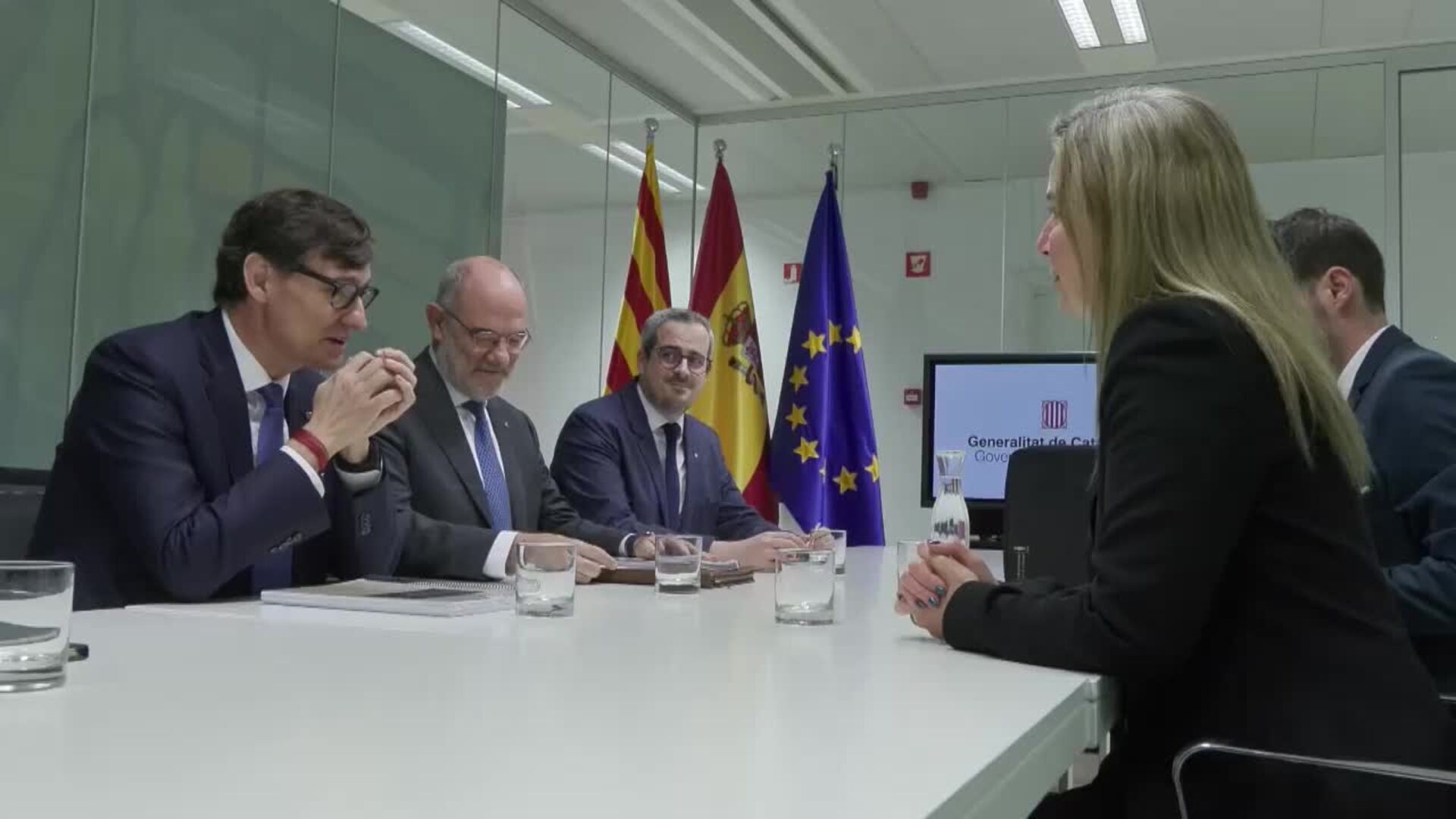 Salvador Illa se reúne en Bruselas con la rectora del colegio de Europa, Federica Mogherini