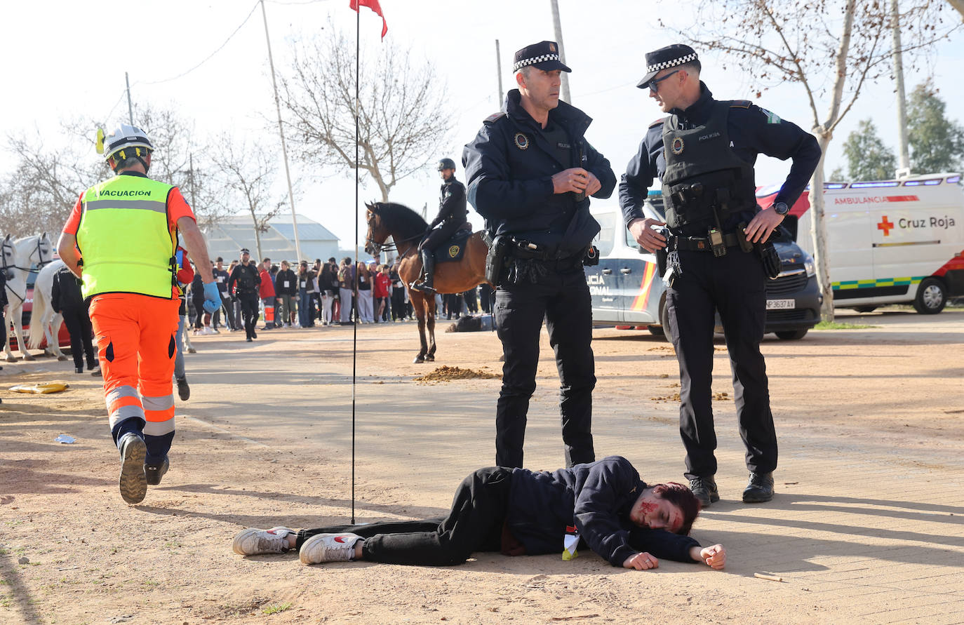 El simulacro de explosión en el recinto ferial de Córdoba, en imágenes