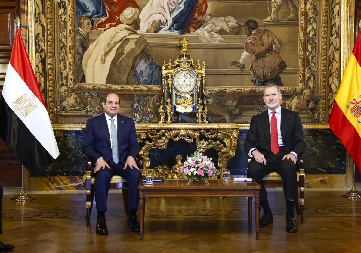 El rey Felipe VI se reúne con el presidente de Egipto, Abdelfatah al Sisi, este miércoles en el Palacio Real de Madrid, con motivo de la visita oficial que Abdelfatah al Sisi realiza a España.