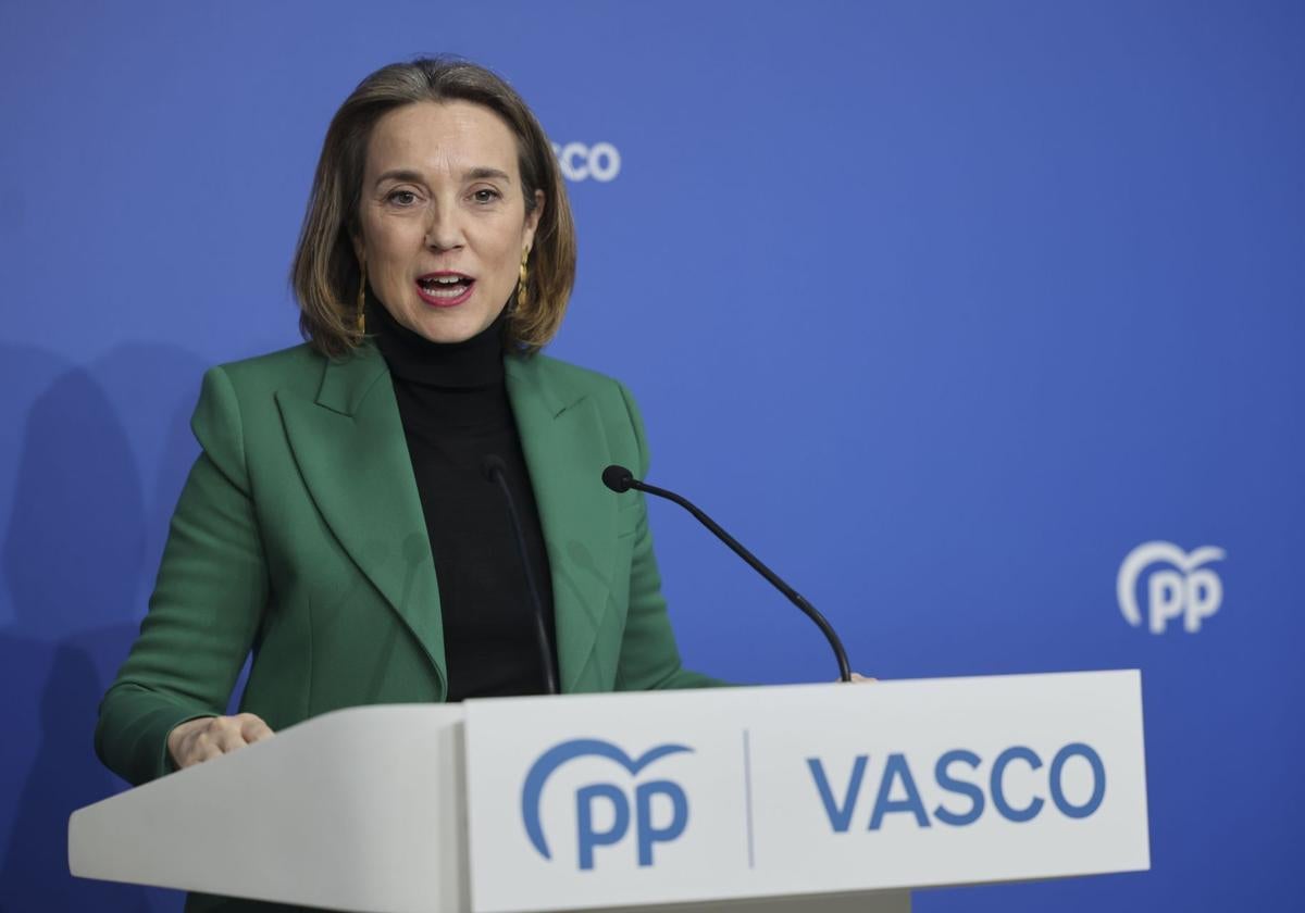 Cuca Gamarra, secretaria general del PP, en su intervención de este viernes en el País Vasco