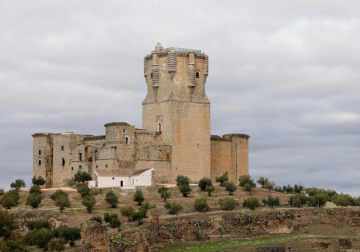 Estampa panorámica del castillo de Belalcázar