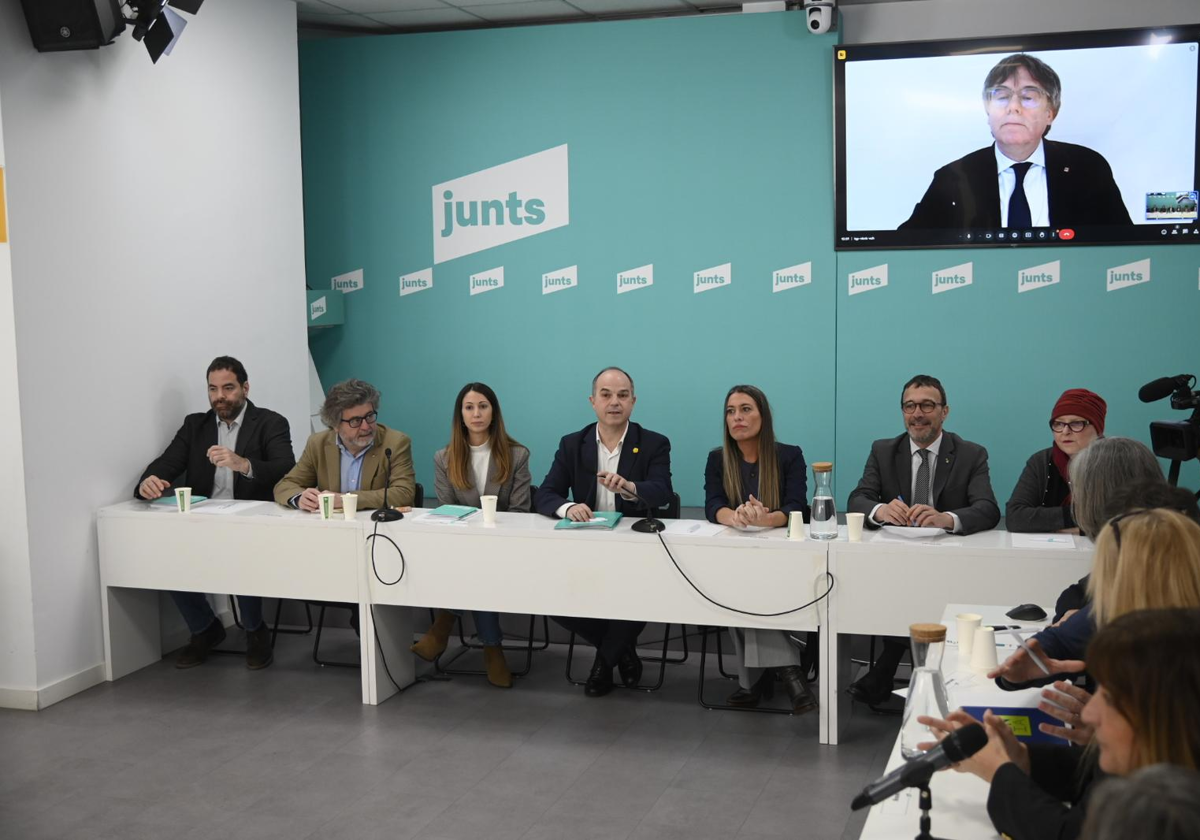 Reunión de la ejecutiva de Junts, hoy con Carles Puigdemont por videoconferencia