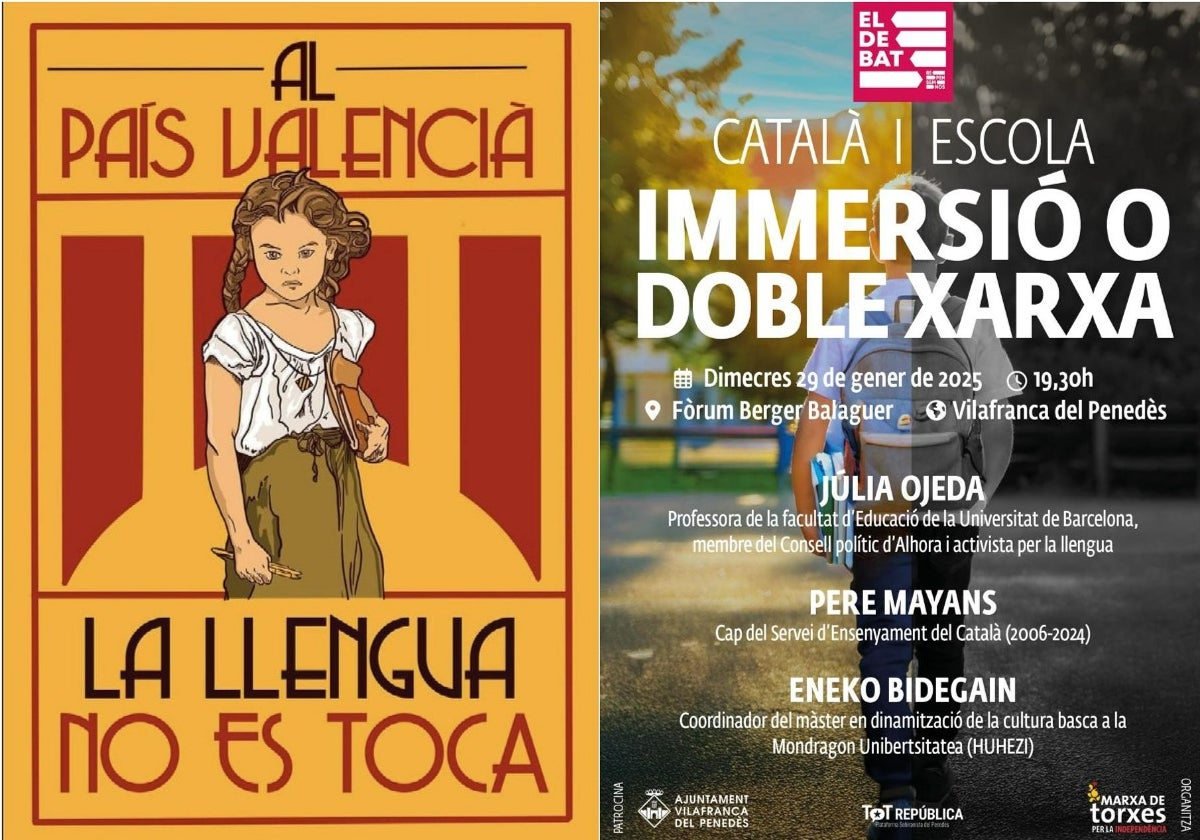Carteles de entidades nacionalistas para promover el voto al valenciano en la consulta a las familias