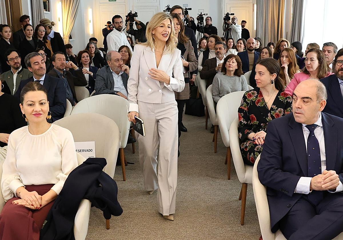 La vicepresidenta Yolanda Díaz, en un el acto 'Pioneras14'