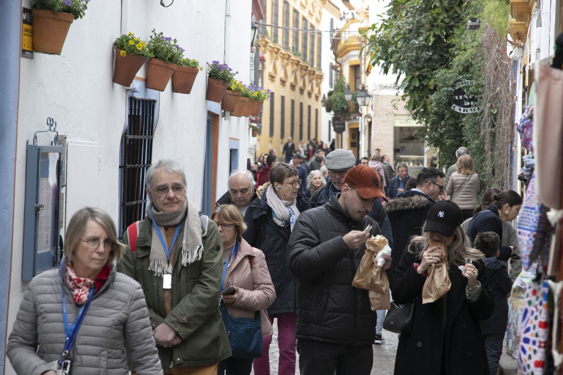 El bullicioso ambiente turístico del 28F en Córdoba pese a la lluvia, en imágenes