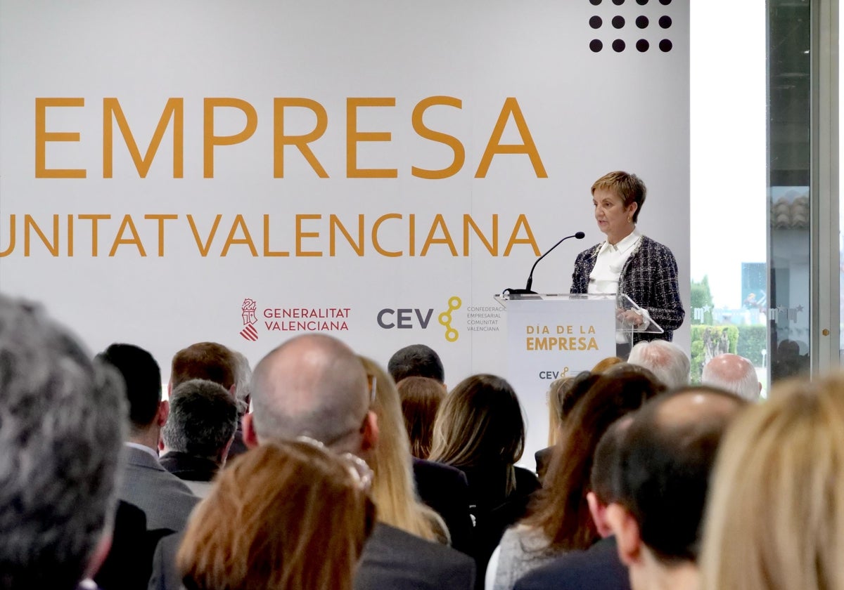 La consellera Marián Cano, durante la clausura del Día de la Empresa en la Comunitat Valenciana