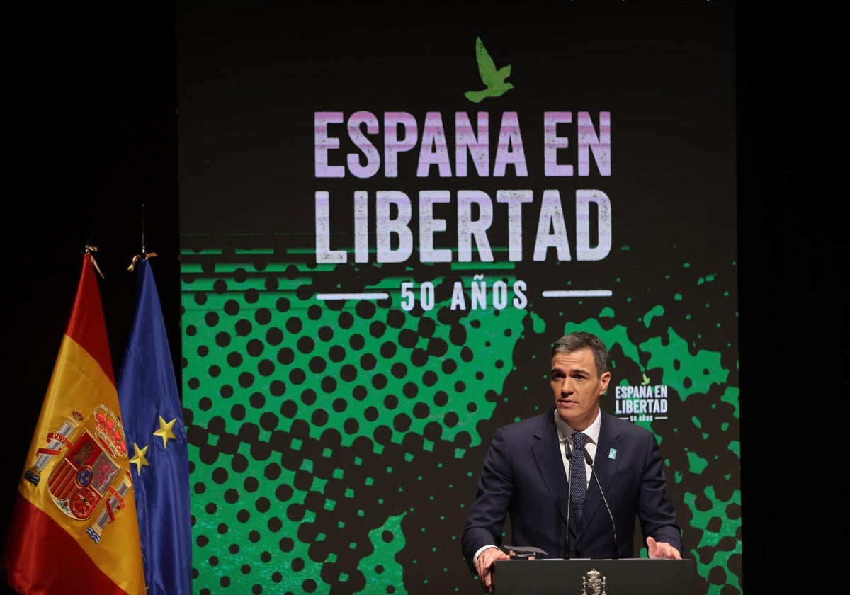 Pedro Sánchez en la presentación de la campaña España en libertad