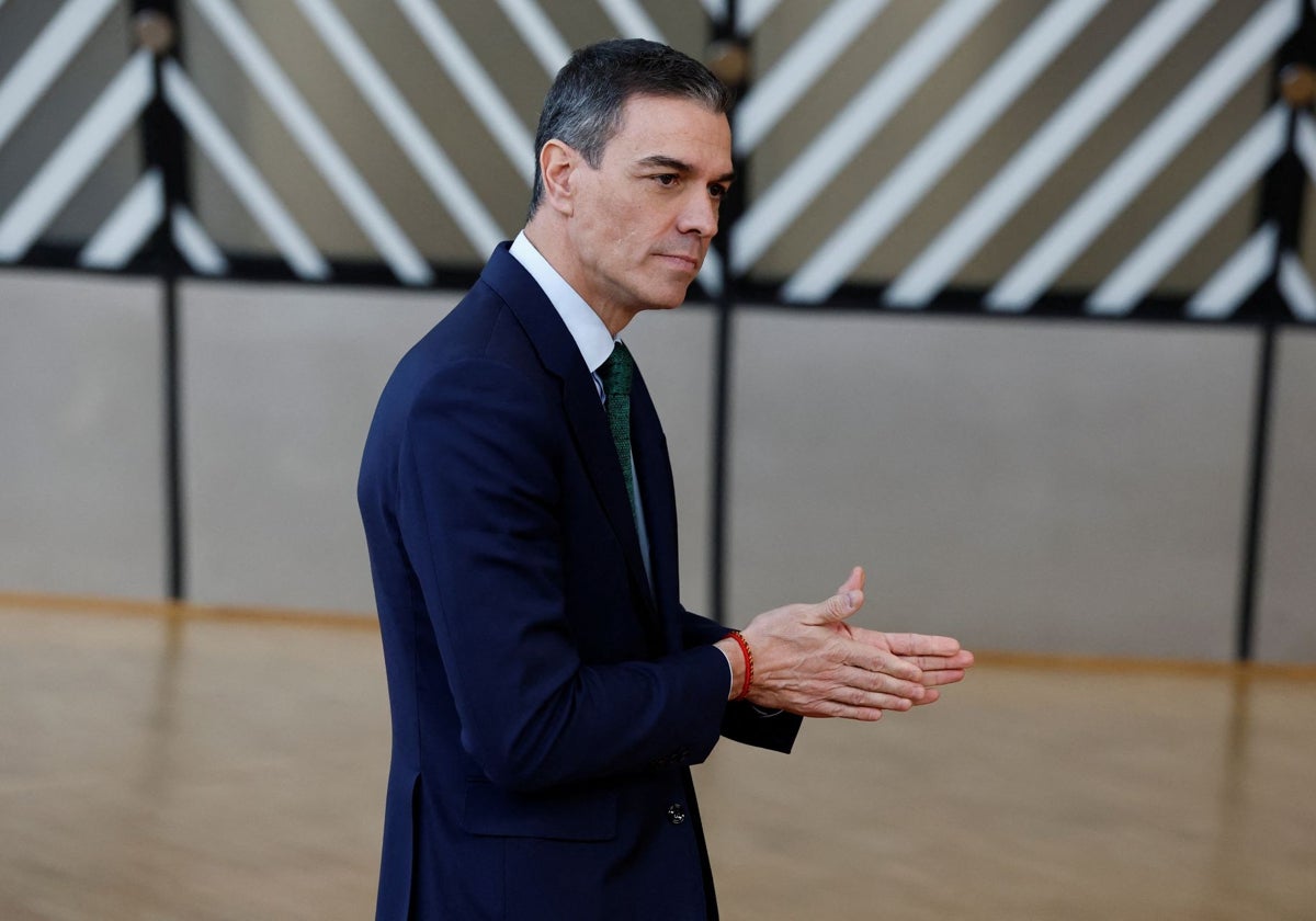 El presidente del Gobierno, Pedro Sánchez, a su llegada en Bruselas al Consejo Europeo