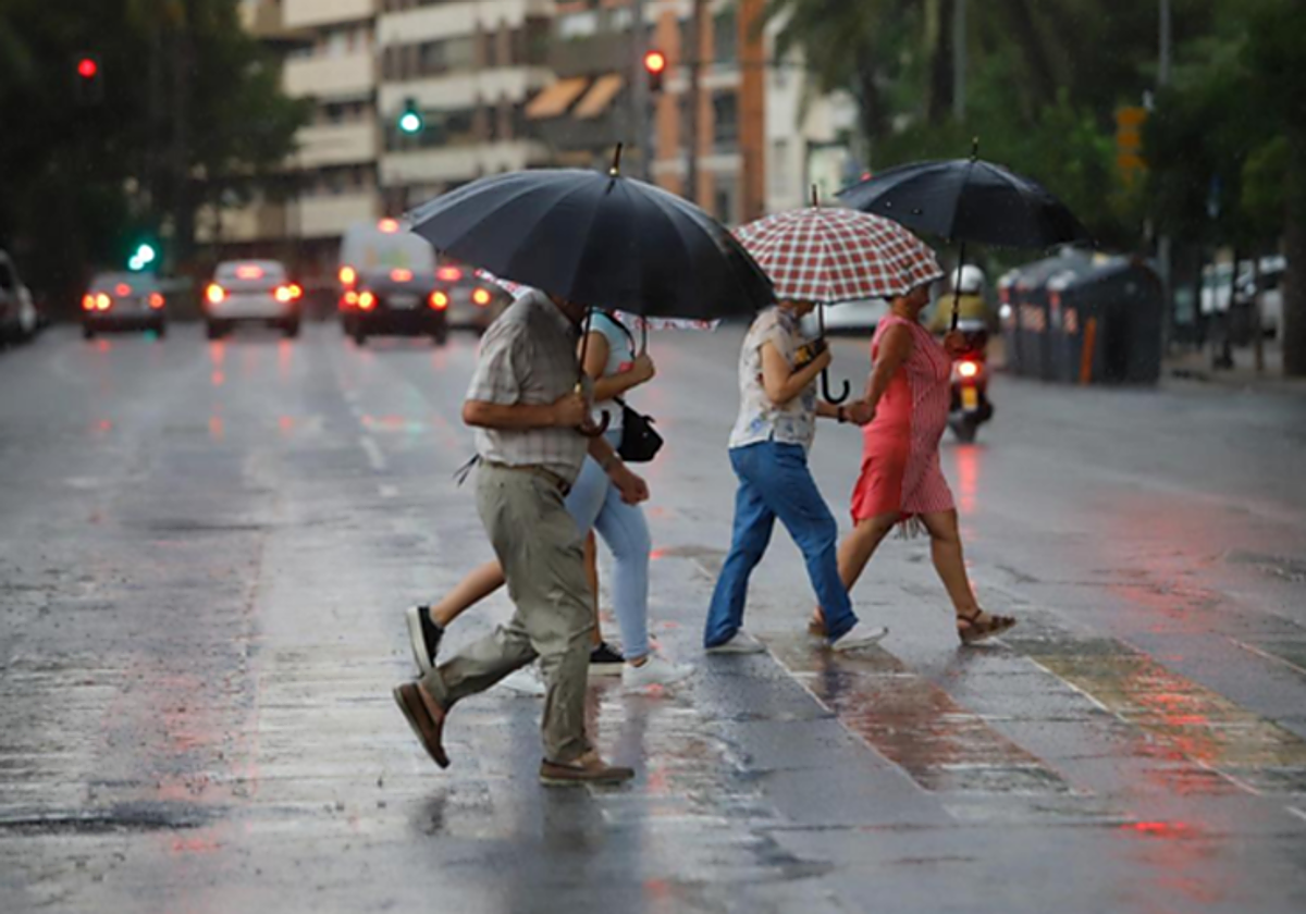 Varias personas con paraguas, en una calle de Córdoba, en una imagen de archivo