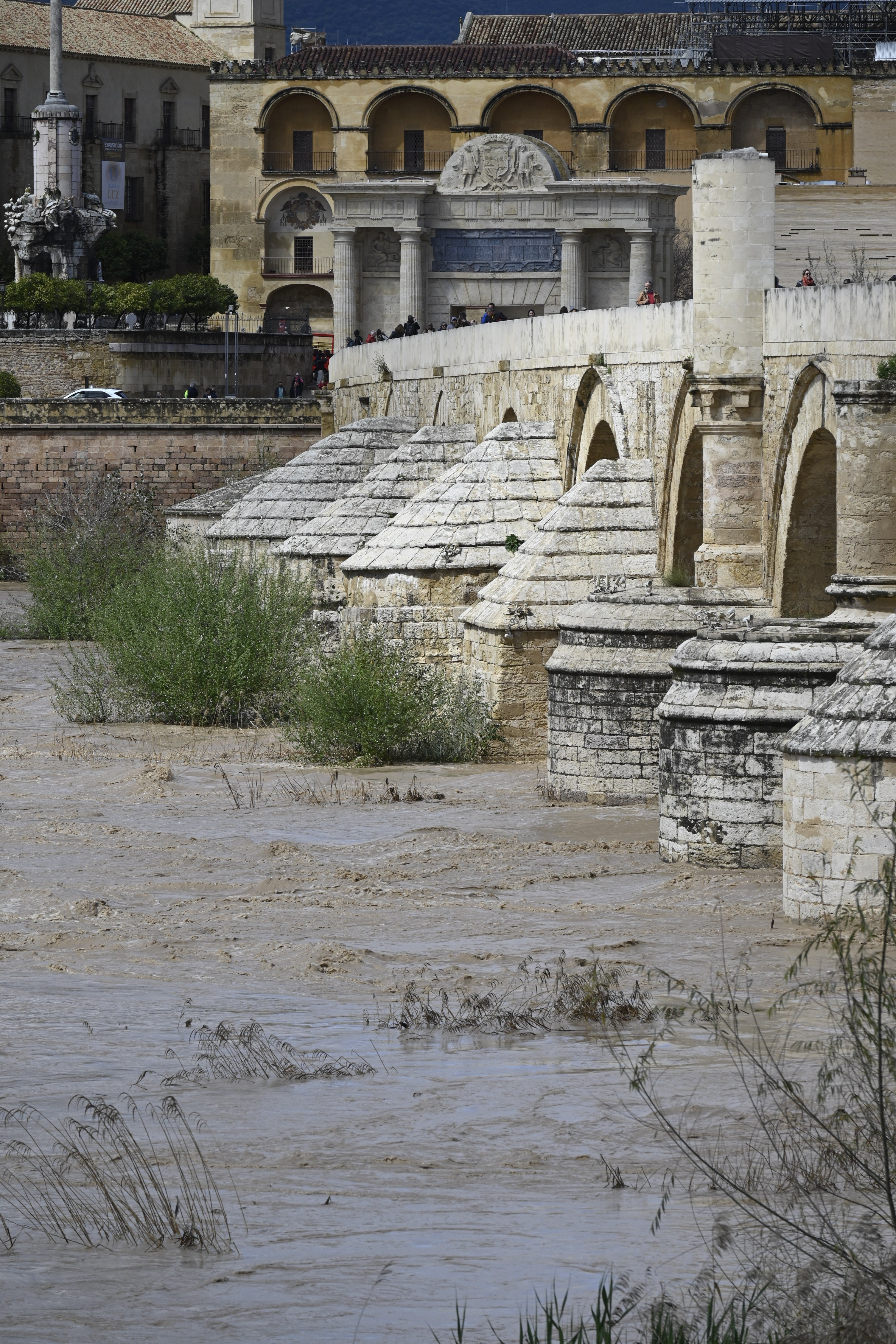 La inquietante crecida del río Guadalquivir a su paso por Córdoba, en imágenes