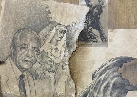 Imagen secundaria 1 - Elementos situados en la zona inferior de la obra, a modo de collage