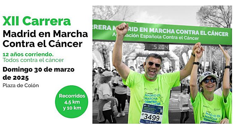 Cartel patrocinador de la XII Carrera Madrid en Marcha contra el Cáncer