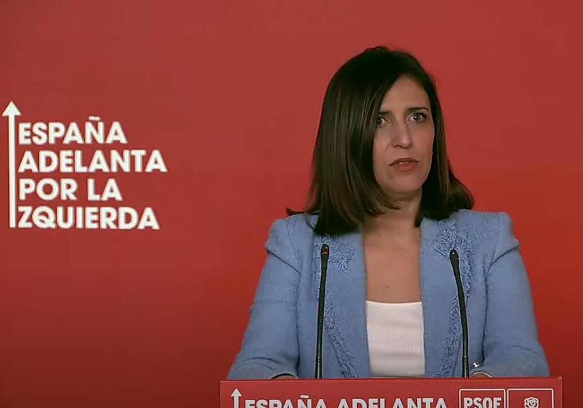 Esther Peña, en la rueda de prensa de Ferraz