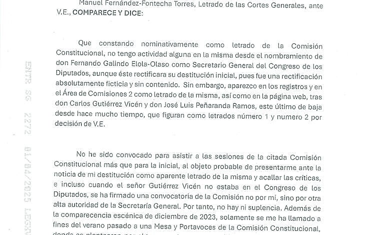 Imagen - Primera parte de la renuncia de Manuel Fernández-Fontecha