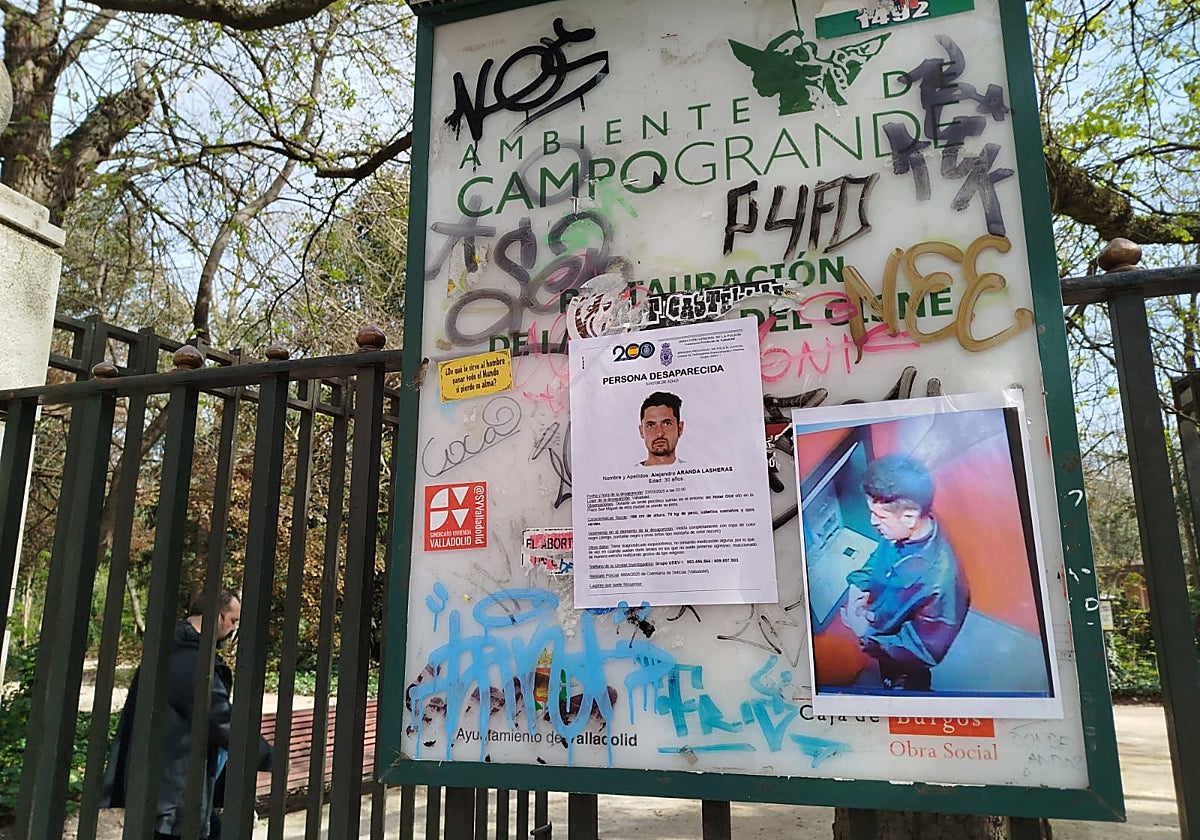 Carteles en Valladolid en busca del aragonés desaparecido, Alejandro Aranda
