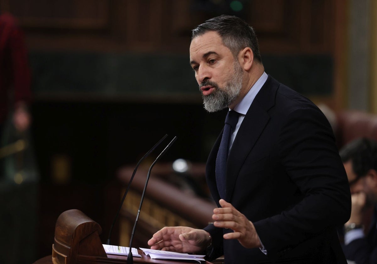 Abascal, durante la comparecencia de Sánchez sobre defensa