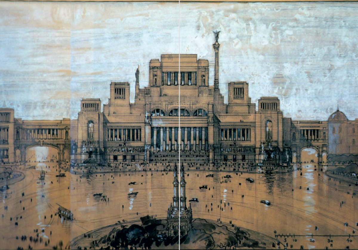 Diseño del Palacio de las Artes, proyectado para la Plaza de Colón