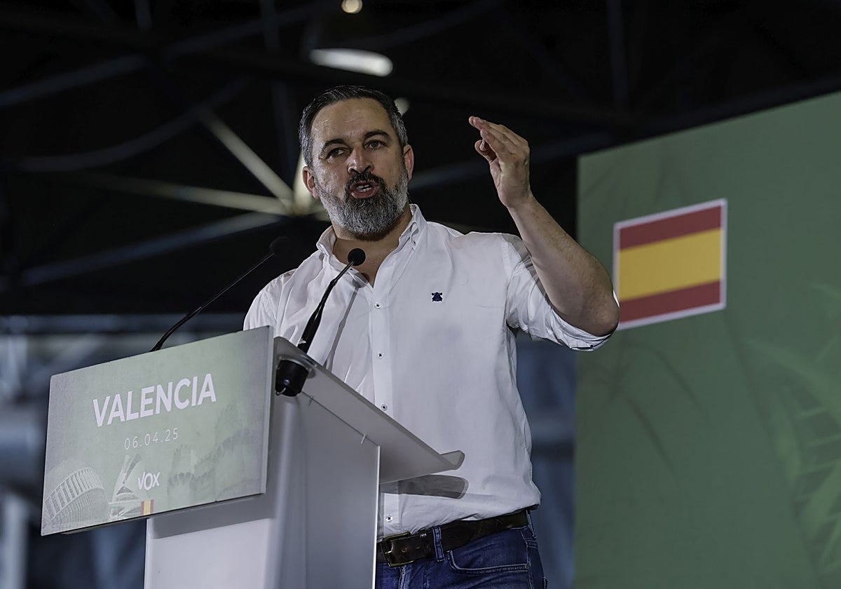 Imagen del líder de Vox, Santiago Abascal, este domingo en Valencia