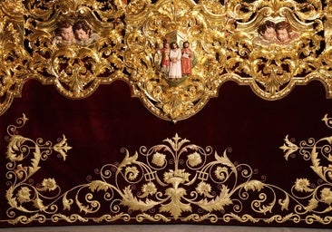 Jesús de las Penas ya luce el faldón bordado de su paso a la espera del Domingo de Ramos