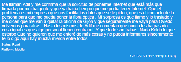 Pantallazo de un mensaje de Claudia Montes a Koldo.